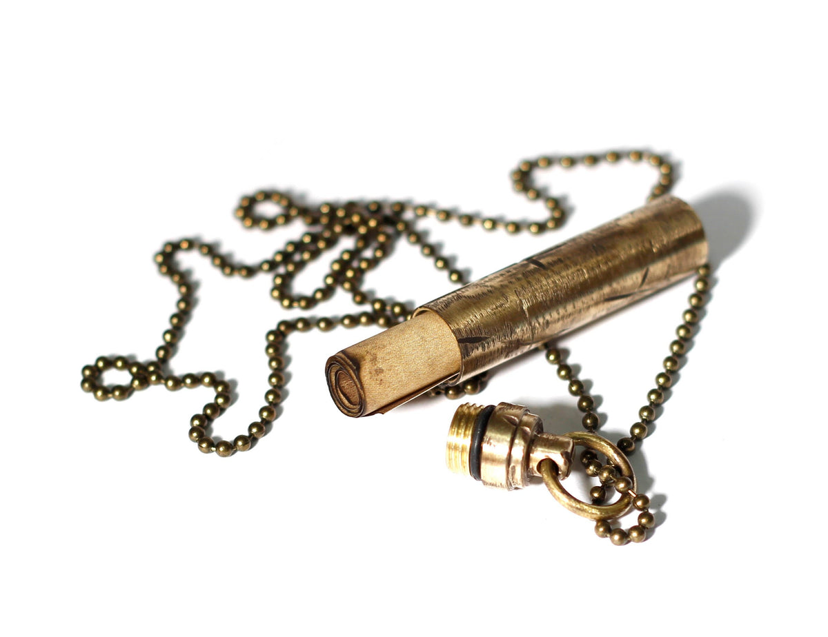 Distressed Brass Capsule Pendant: Secret Stash Vial Necklace