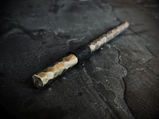 Handmade Rustic 2-Tone Distressed Hammered Brass & Bronze Ballpoint Pen with Grip - EDC