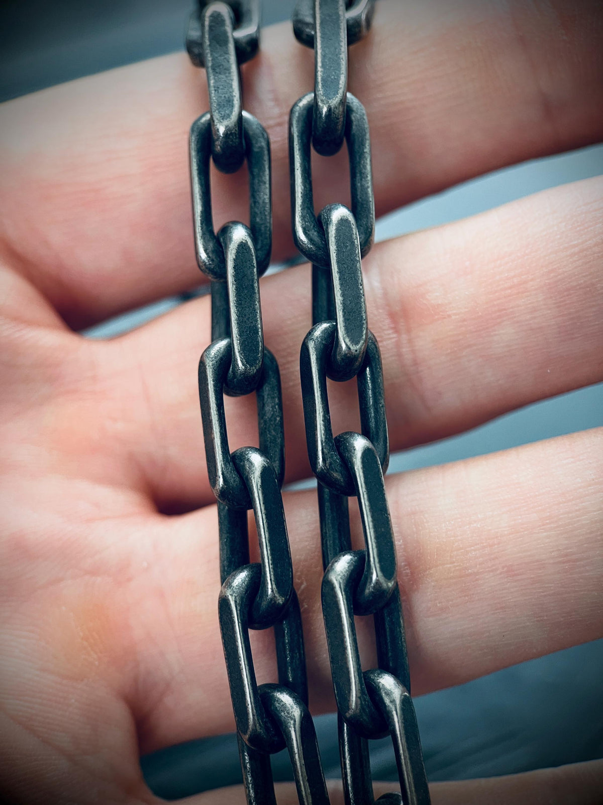 Thick Chunky Heavy Distressed Silver Stainless Steel Cable Link Boxy Chain Necklace