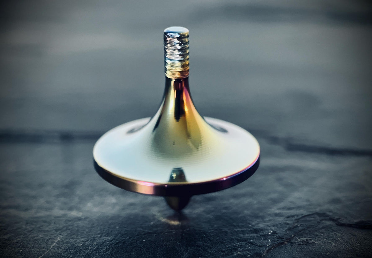 Stainless Steel Rainbow Pearlescent Spinning Top UFO | Gyroscope l Fidget | Gadget | ADHD & Anxiety Relief | Calming Aid | Everyday Carry