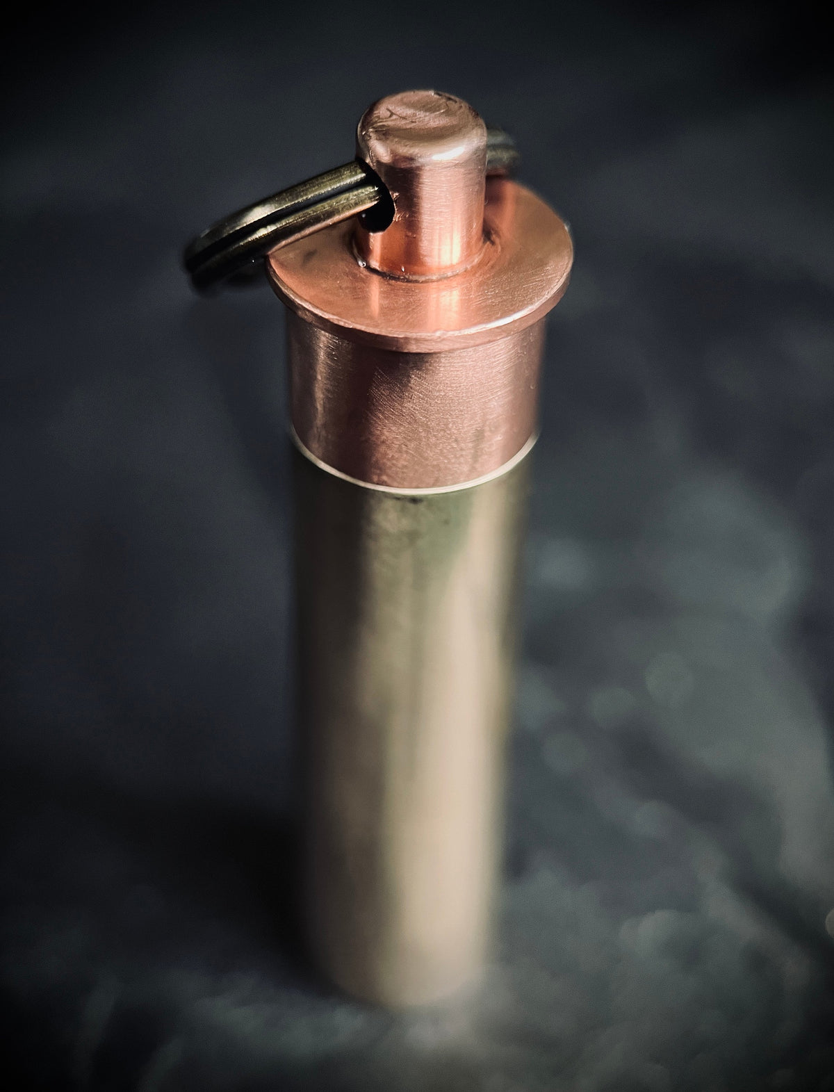 Distressed Brass & Copper Waterproof Shotgun Shell Bullet Pill Bottle Capsule Keychain / Carabiner / Survival EDC / Container / Pocket / SOS