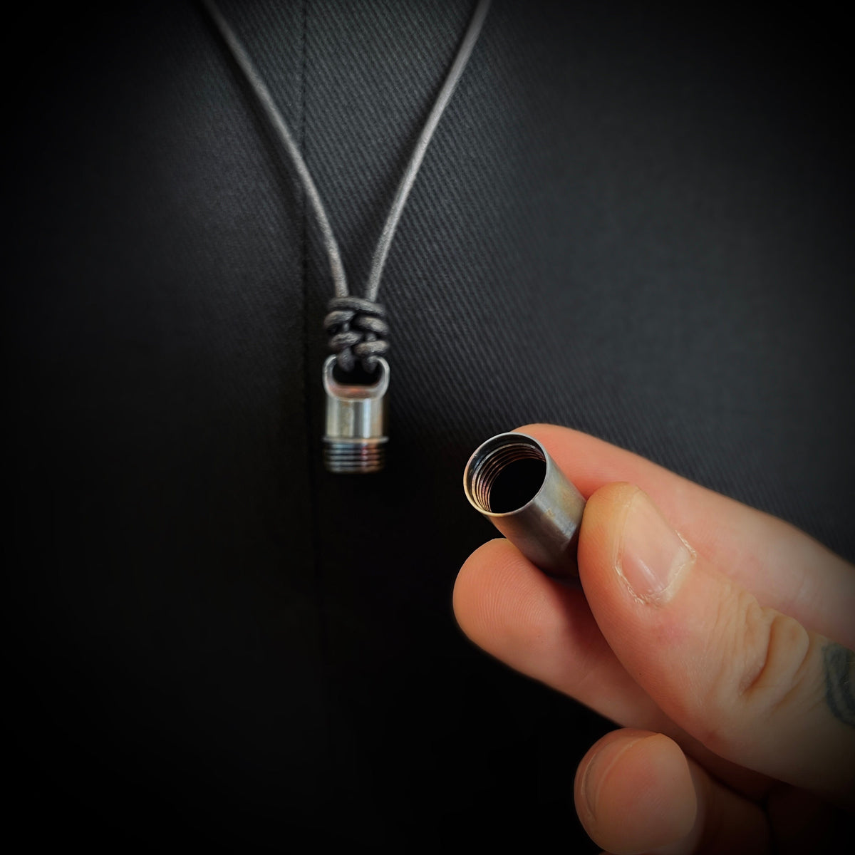 Rainbow Pearlescent Stainless Steel Small Pill Vial Shotgun Shell Capsule Stash Urn Pendant & Leather Cord Necklace / EDC / Everyday Carry
