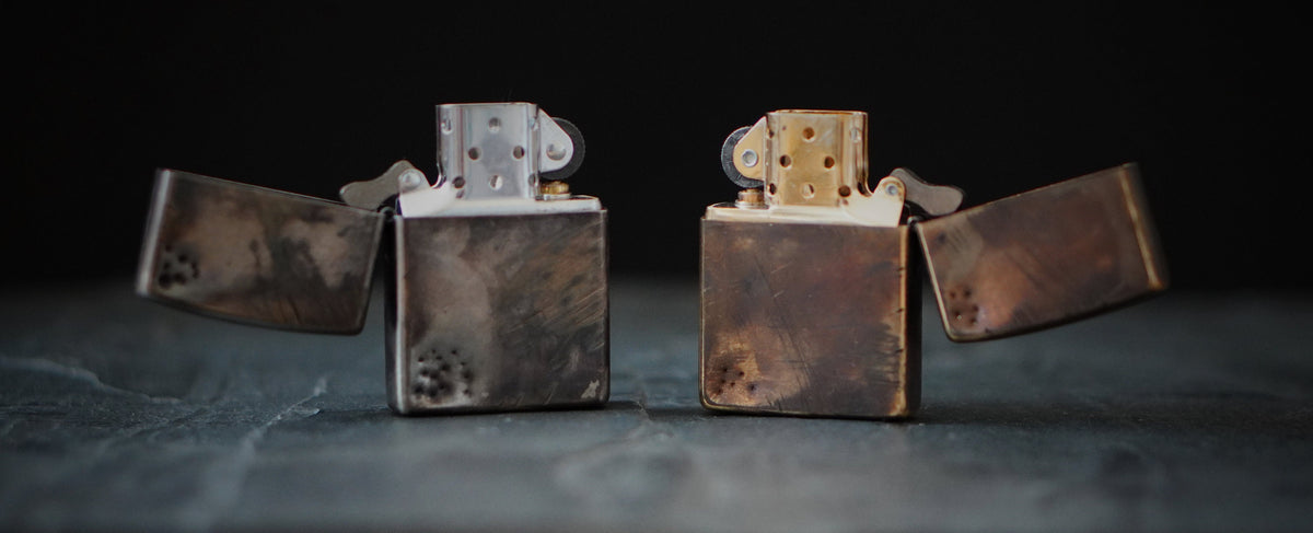 Heavily Distressed Aged & Oxidised Vintage Style Battle Damaged Custom Zippo Lighter / Silver / Chrome / Bronze / Patina / EDC