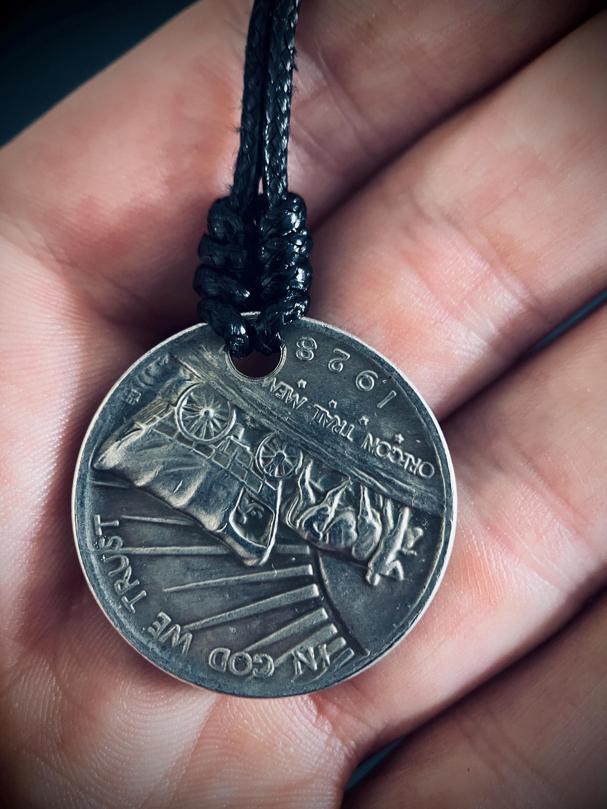 Ornate Rustic Silver Native Warrior Medallion Pendant with Black Adjustable Cord Necklace