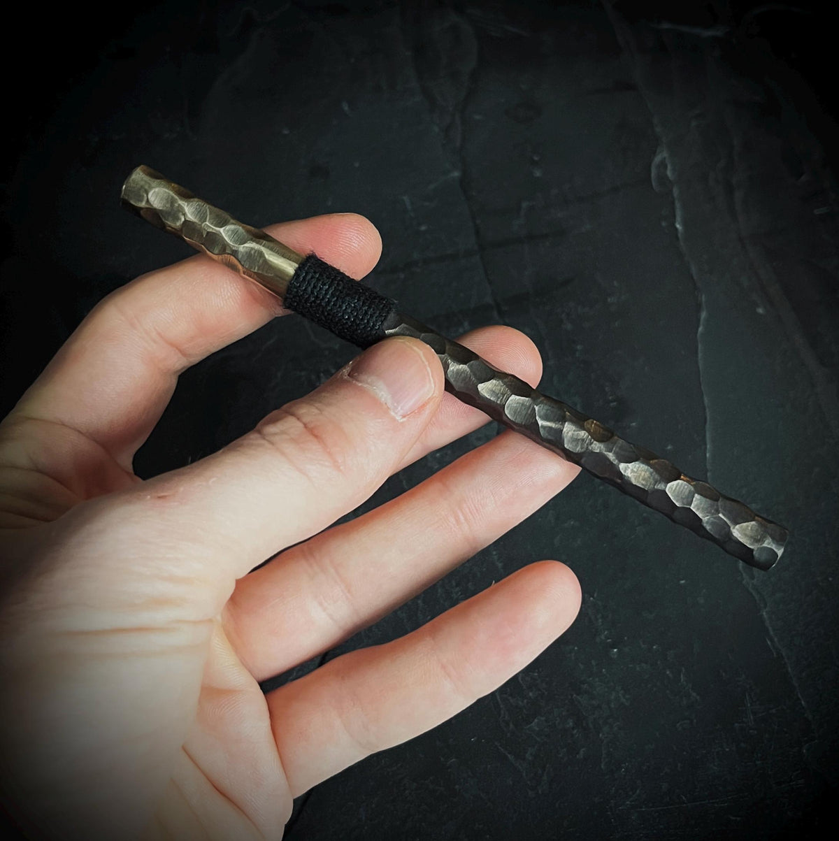 Handmade Rustic 2-Tone Distressed Hammered Brass & Bronze Ballpoint Pen with Grip - EDC