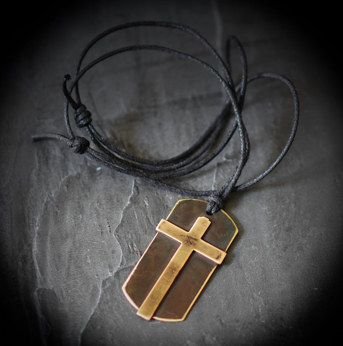 Handmade Solid Brass Cross Pendant Necklace: Rustic Religious Relic