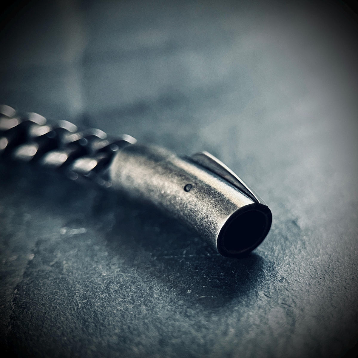Chunky Blackened Oxidized Silver Stainless Steel Foxtail Chain Bracelet