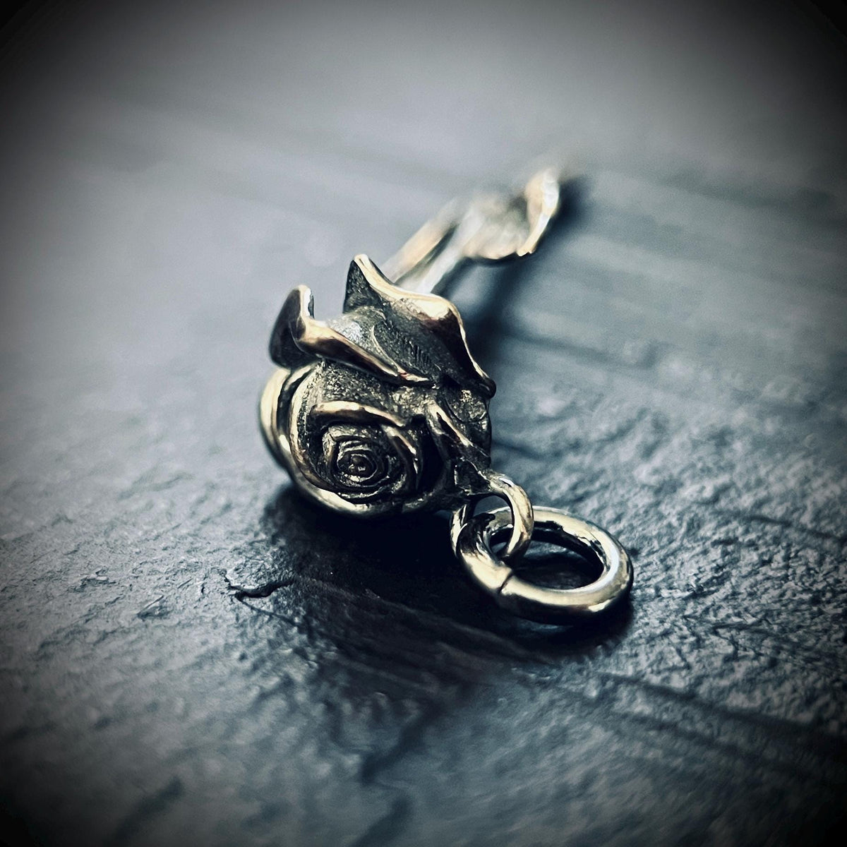 Rustic Oxidised Sterling Silver Rose Pendant • 925 Solid Silver Floral Flower Necklace Charm