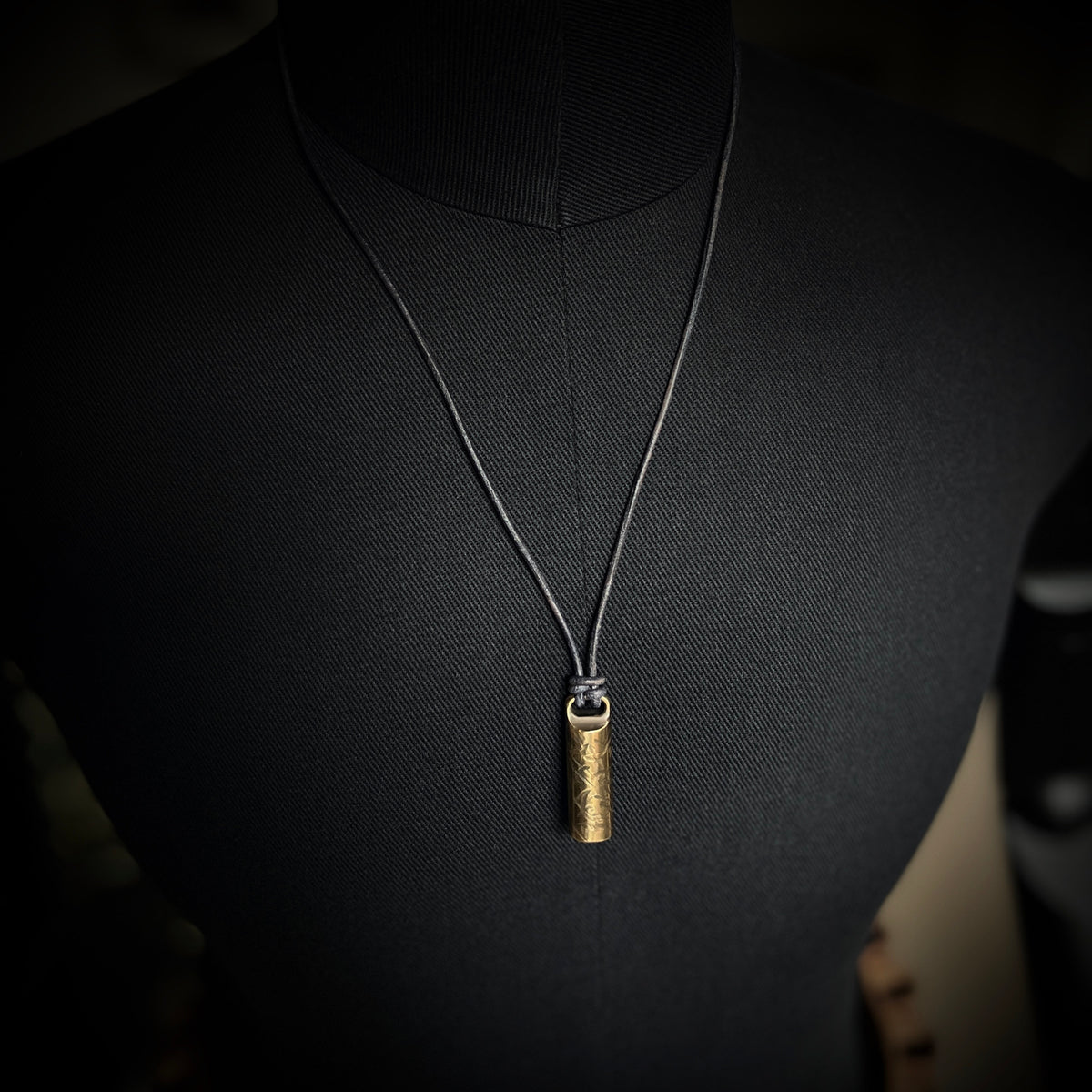 Solid Brass Small Pill Vial Cracked Effect Heavily Distressed Shotgun Shell Capsule Stash Urn Pendant with Leather Cord Necklace / EDC