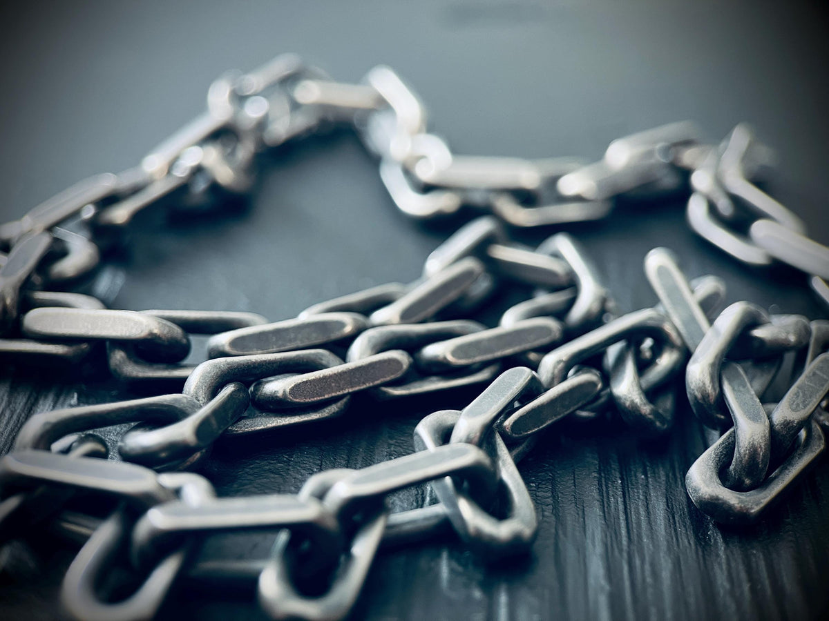 Thick Chunky Heavy Distressed Silver Stainless Steel Cable Link Boxy Chain Necklace