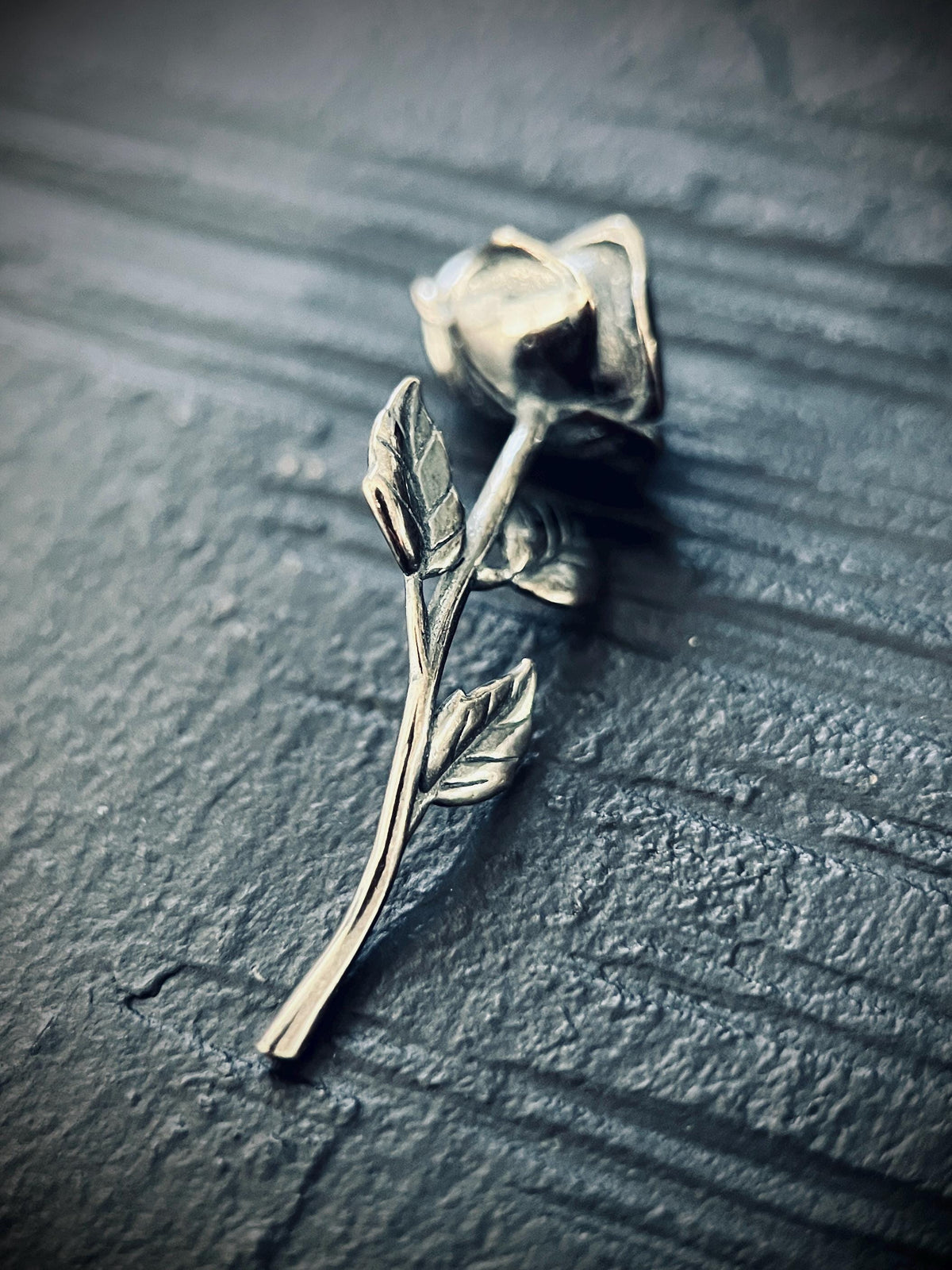 Rustic Oxidised Sterling Silver Rose Pendant • 925 Solid Silver Floral Flower Necklace Charm