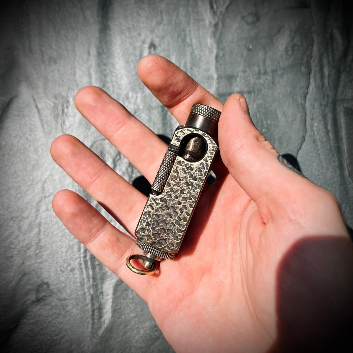 Distressed & Oxidised Vintage Patina Battle Worn Abstract Solid Brass Heavy Metal Trench Art War Lighter / EDC / Everyday Carry / Collectors