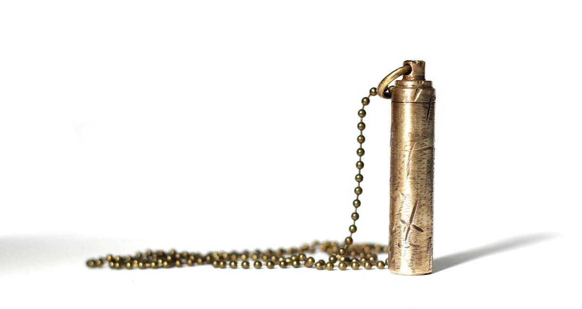 Distressed Brass Capsule Pendant: Secret Stash Vial Necklace