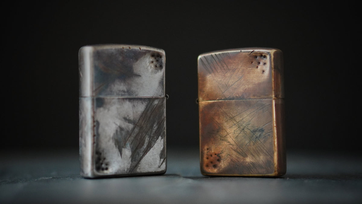 Heavily Distressed Aged & Oxidised Vintage Style Battle Damaged Custom Zippo Lighter / Silver / Chrome / Bronze / Patina / EDC