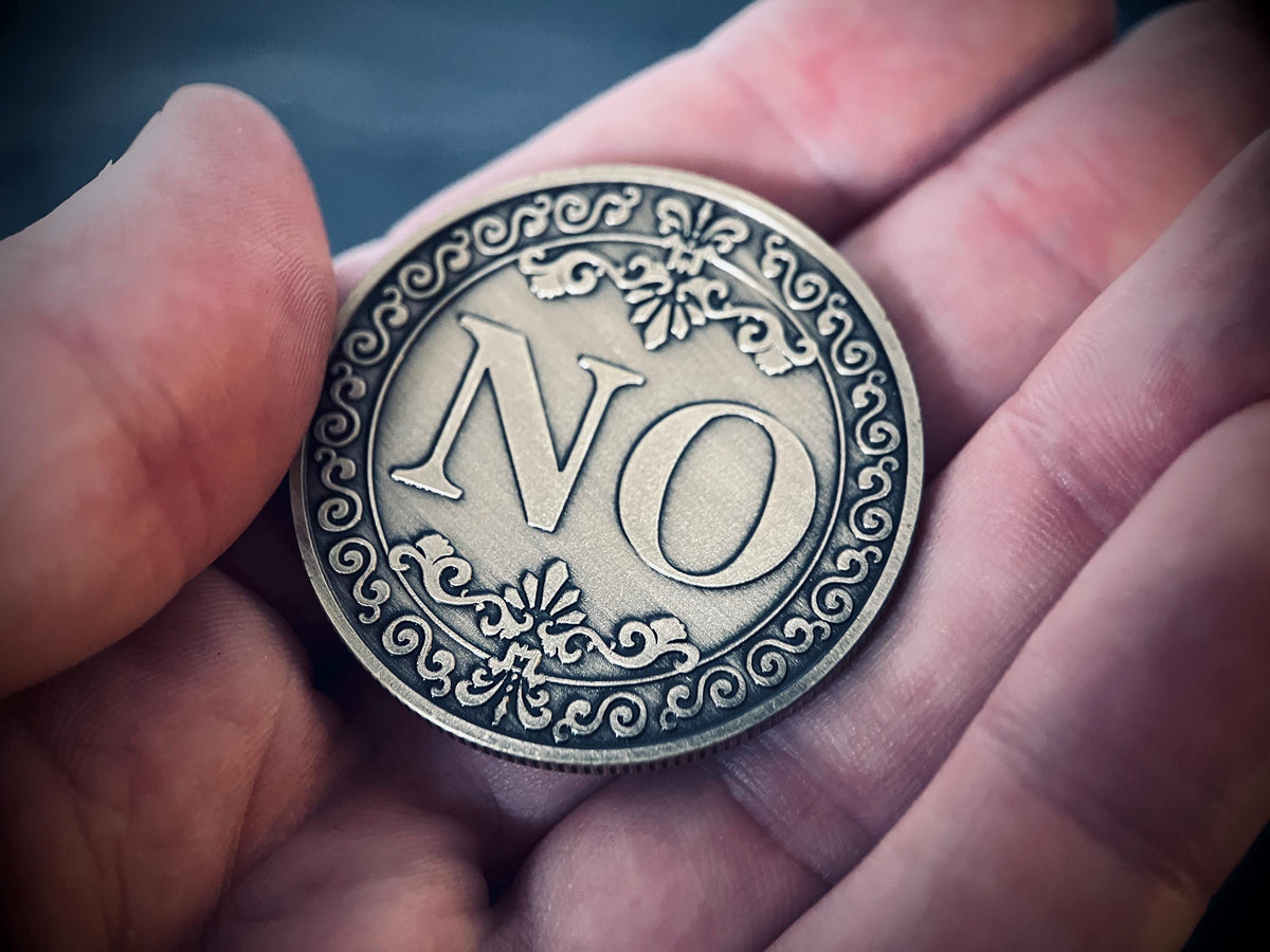 Ornate Brass Decision Coin: Lucky YES/NO Pocket Accessory