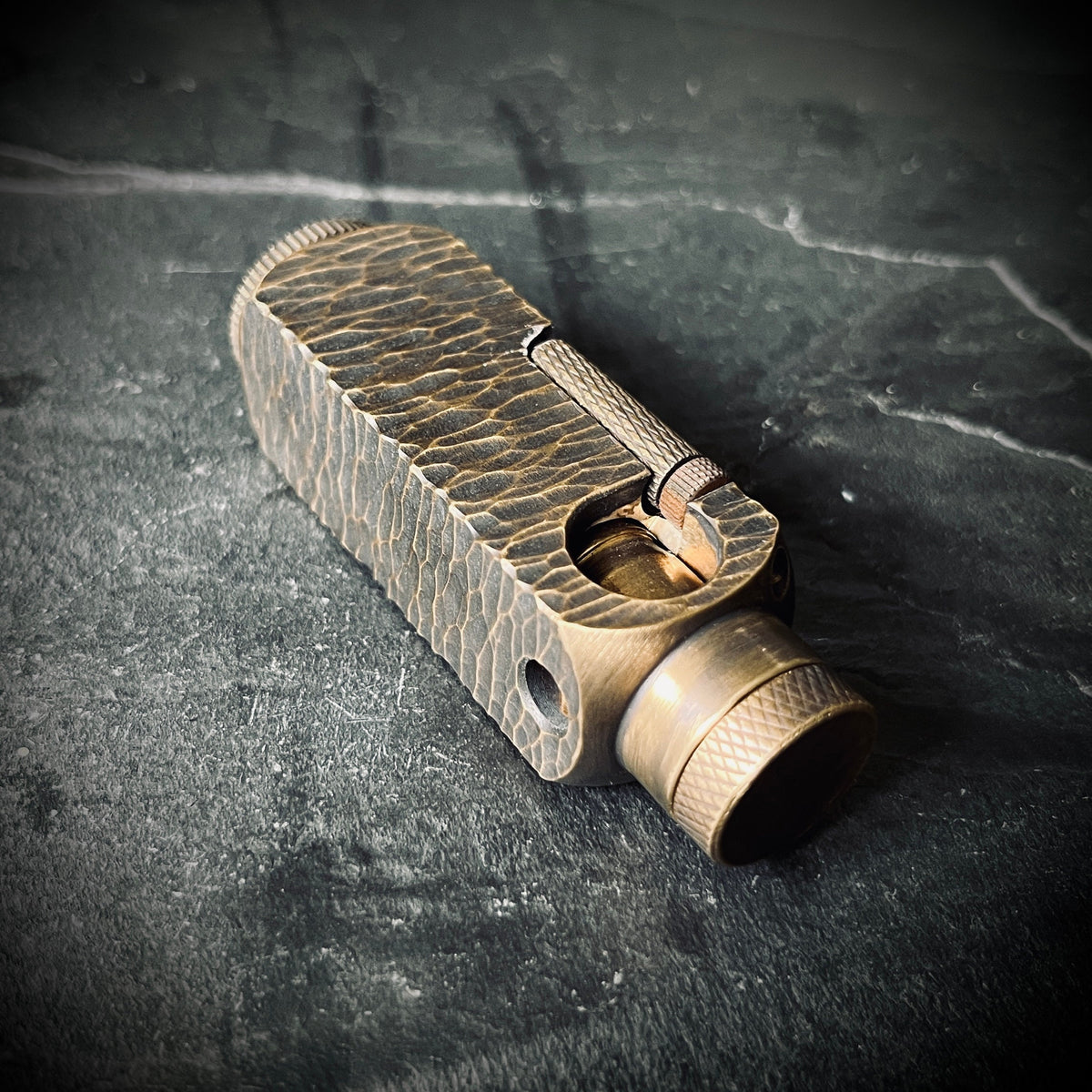 Vintage Style Battle Worn Solid Distressed Brass Heavy Metal Trench Art War Lighter with Textured & Hammered Surface / EDC / Collectors