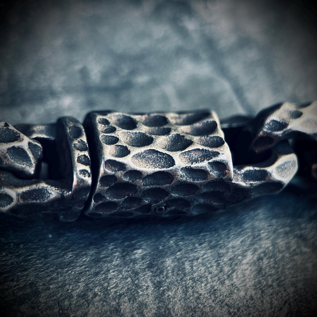 Boxy Thick Chunky Heavy Distressed Hammered Oxidised Silver Stainless Steel Cable Link Chain Necklace