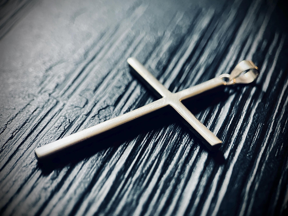Large Handmade 925 Solid Sterling Silver Simple Minimalist Plain Cross Crucifix Pendant