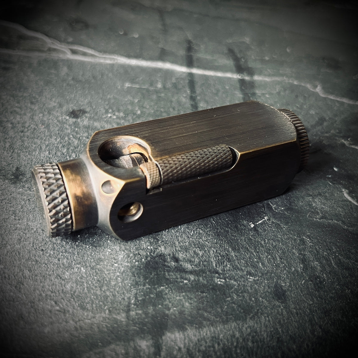 Blackened & Distressed Vintage Style Solid Matte Brushed Brass Heavy Metal Trench Art War Lighter / EDC / Everyday Carry / Survival Gear