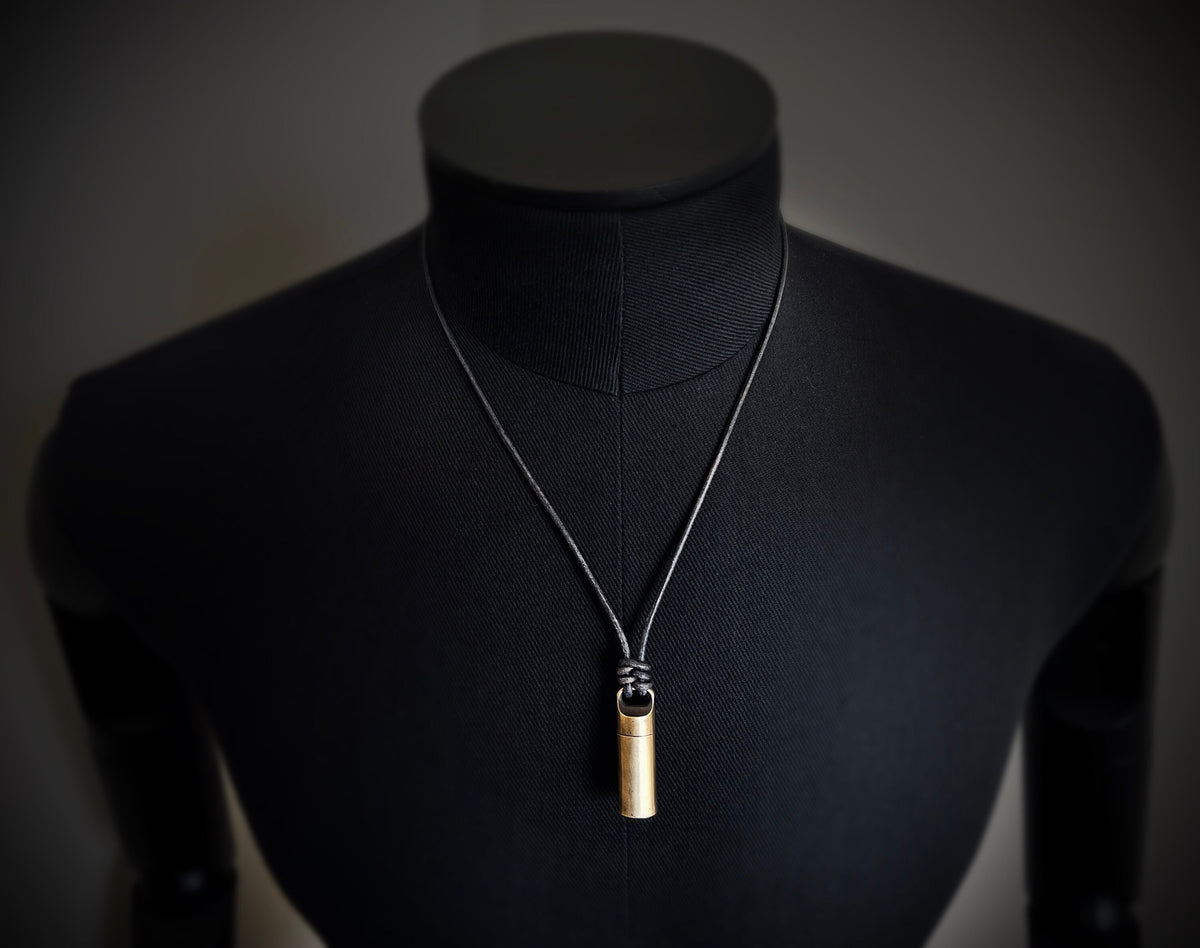 Distressed Brass Pill Vial Necklace, Stash Capsule Urn Pendant