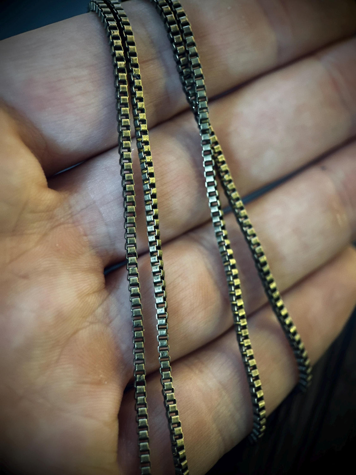 Slim Minimalist Rustic Brass Box Chain Necklace for Matching Pendants - 60cm