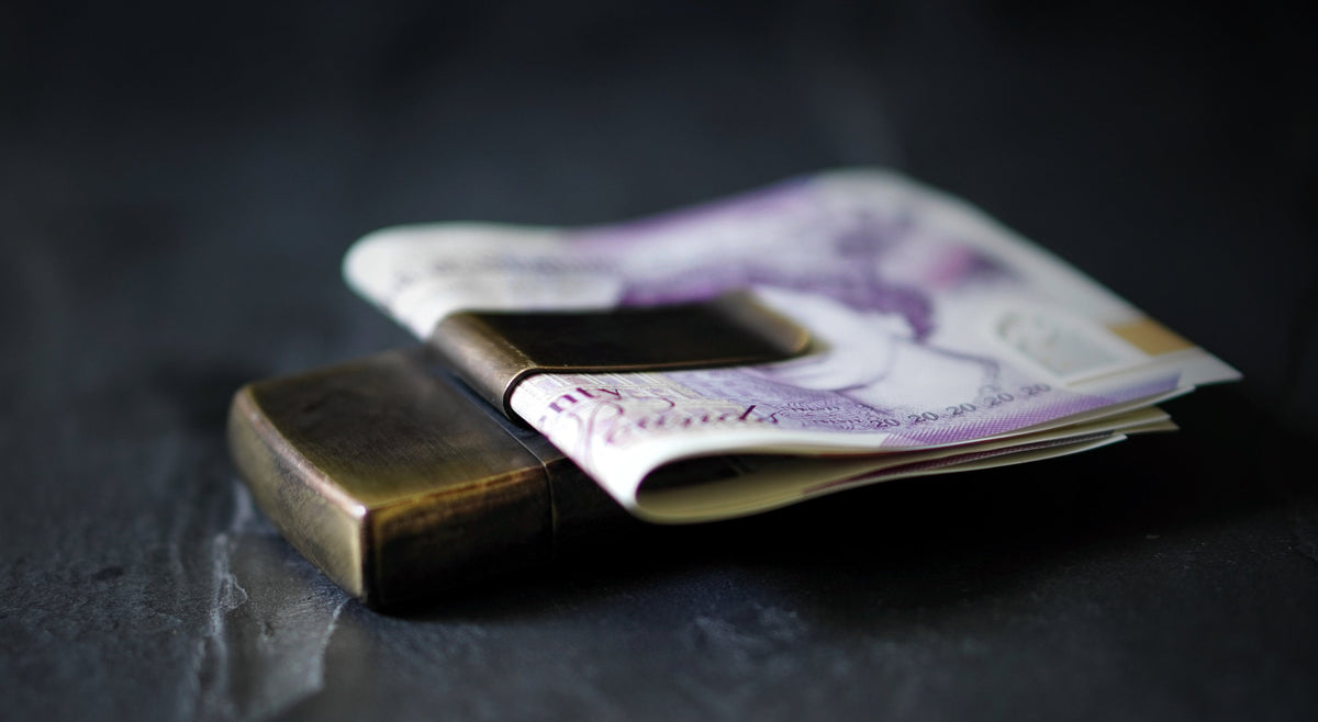 Customised Distressed Oxidised Style Vintage Worn Solid Brushed Brass Metal Zippo Lighter & Money Clip Wallet Accessory / EDC