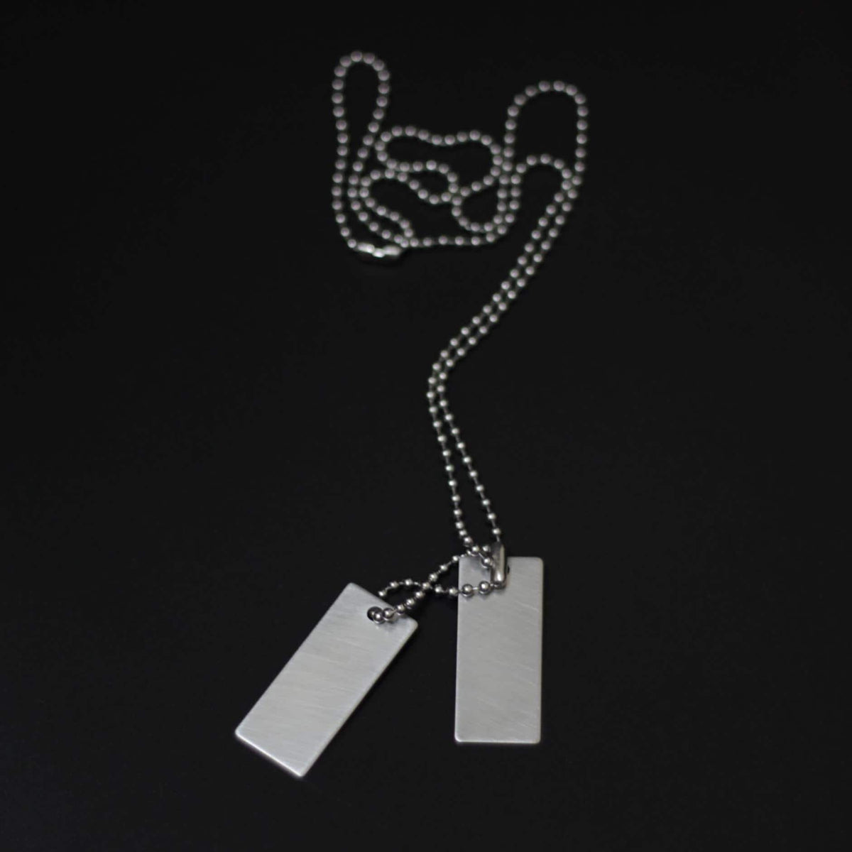 Handmade Matte Brushed Stainless Steel Rectangular Dog Tags Necklace