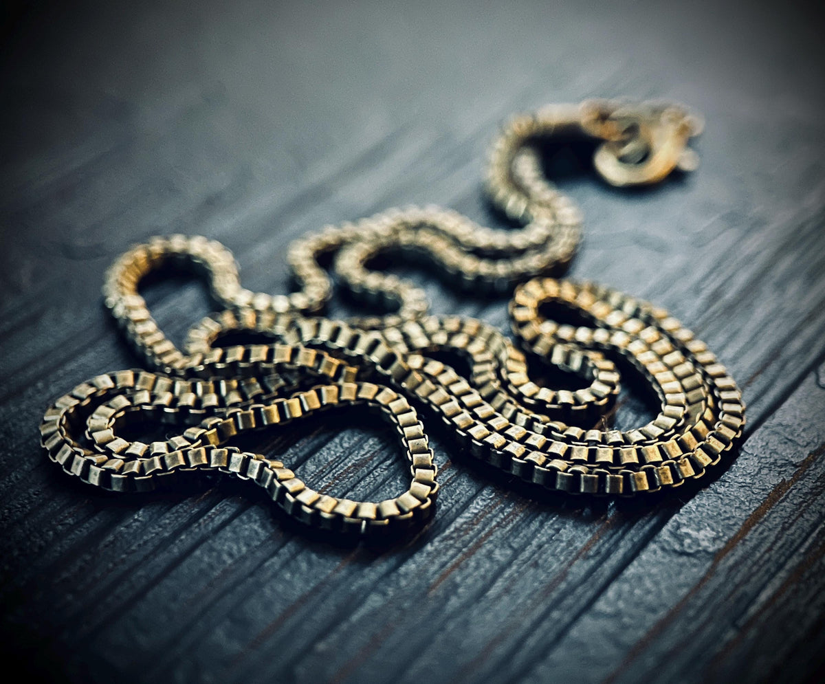 Slim Minimalist Rustic Brass Box Chain Necklace for Matching Pendants - 60cm