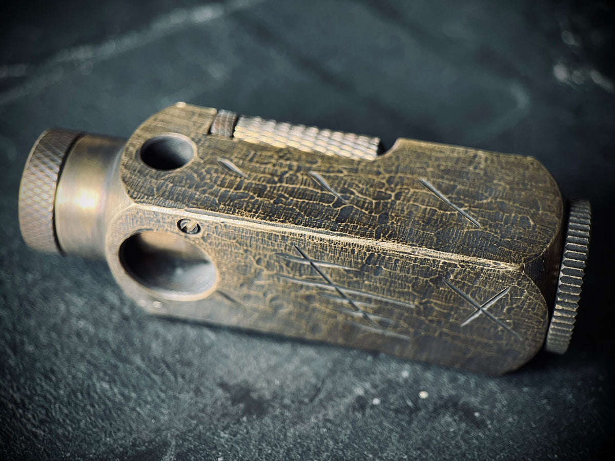 Battle Worn Handmade EDC Distressed Rustic Engraved Brass Vintage Trench Style Lighter