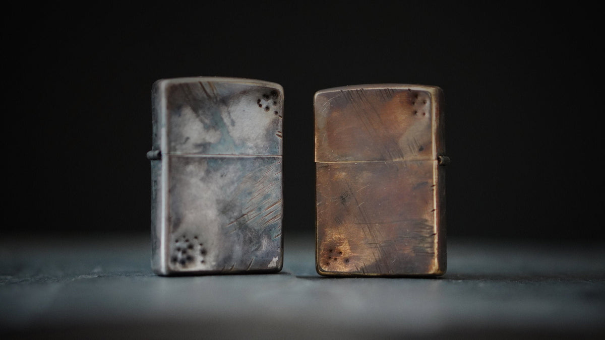 Heavily Distressed Aged & Oxidised Vintage Style Battle Damaged Custom Zippo Lighter / Silver / Chrome / Bronze / Patina / EDC