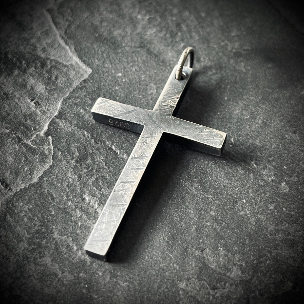 Distressed Handmade 925 Solid Sterling Silver Simple Minimalist Plain Cross Crucifix Pendant