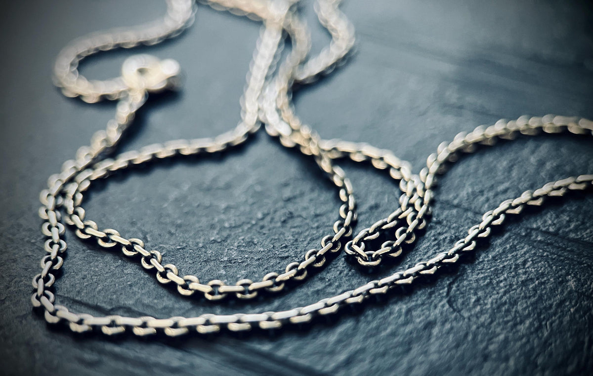 Slim Minimalist Rustic 925 Sterling silver Box Cable Chain Necklace for Pendants - 50cm