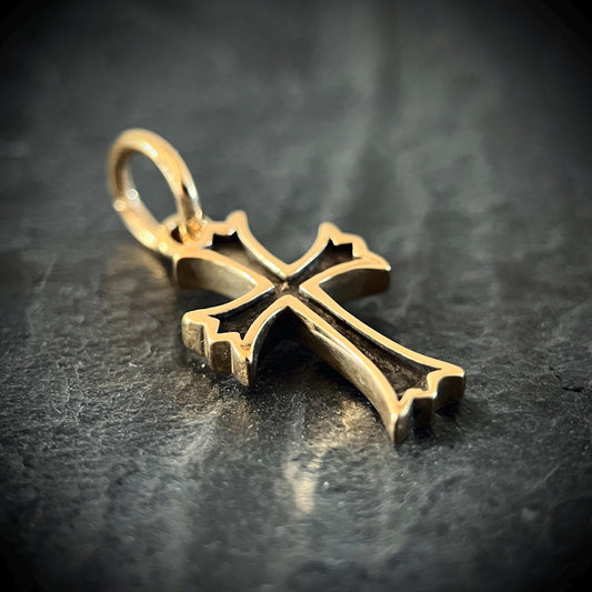 24ct Gold Handmade Classic Minimalist Dainty Small Cross Crucifix Pendant with Presentation Gift Box