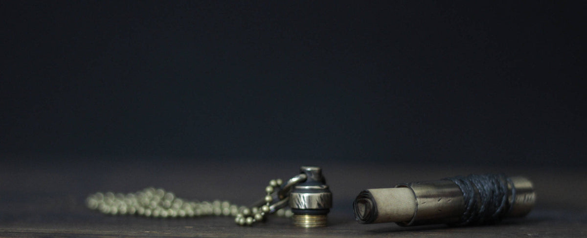 Rustic Rope Wrapped Distressed Solid Brass Vial Bullet Screw Capsule Pendant & Necklace