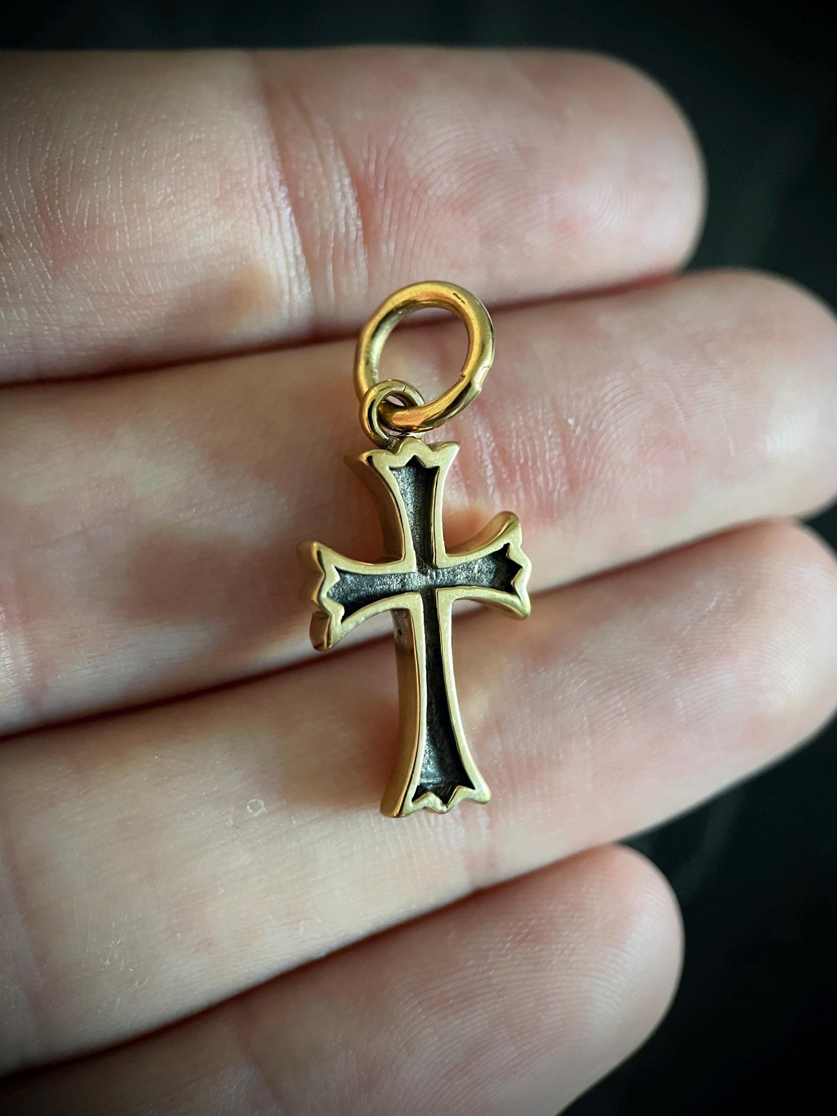 24ct Gold Handmade Classic Minimalist Dainty Small Cross Crucifix Pendant with Presentation Gift Box