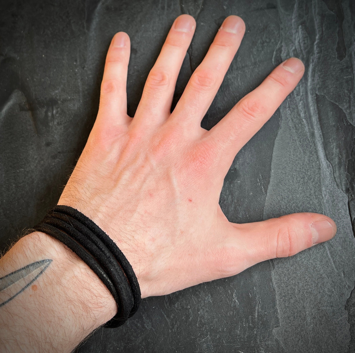 Handmade Minimalist Black Distressed Relic Leather Wrap Wristband Cuff Bracelet Accessory with Brushed Matte Lock Clasp