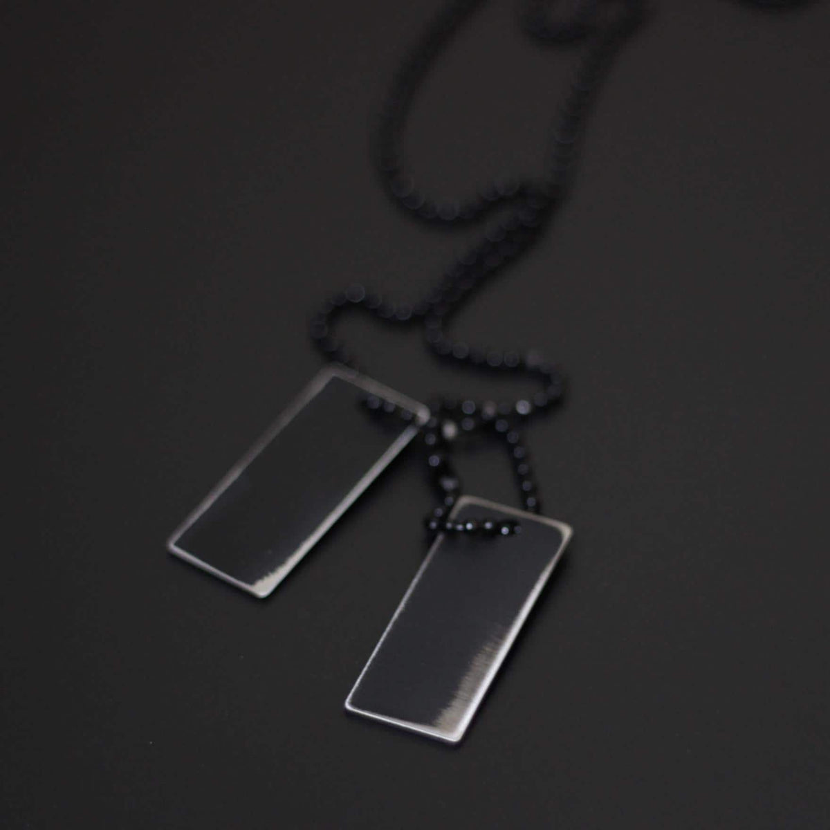 Matte Black Stainless Steel Dog Tag Necklace: Rustic Rectangular Pendant