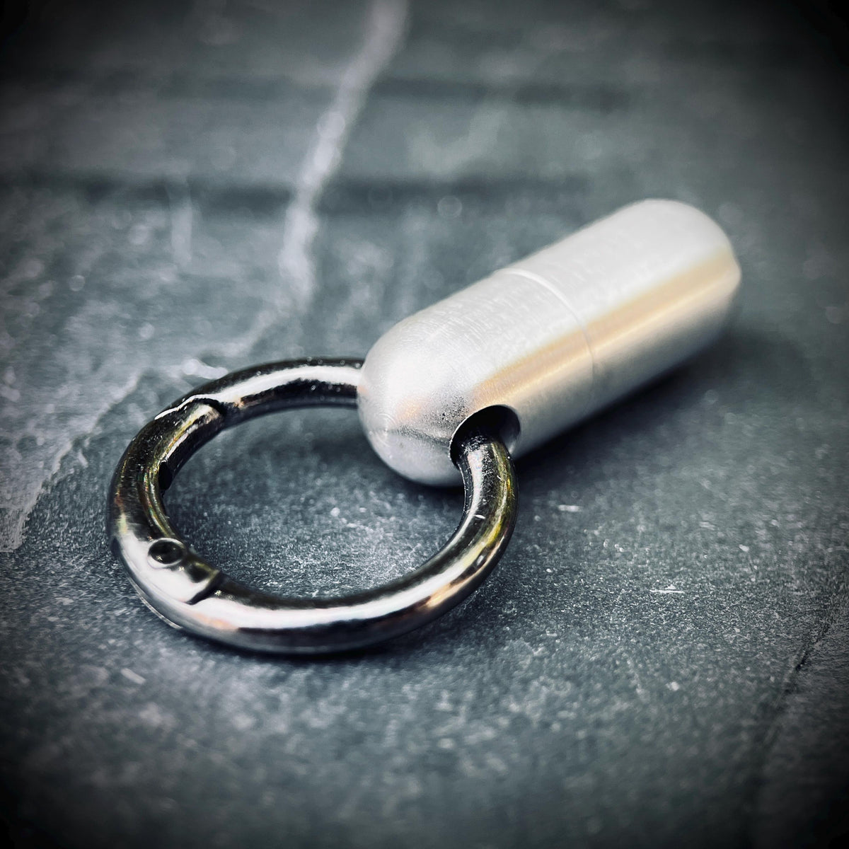 Silver Stainless Steel Titanium Waterproof Pill Bottle Capsule Keychain / Keyring / Carabiner / Survival EDC / Container / Pocket
