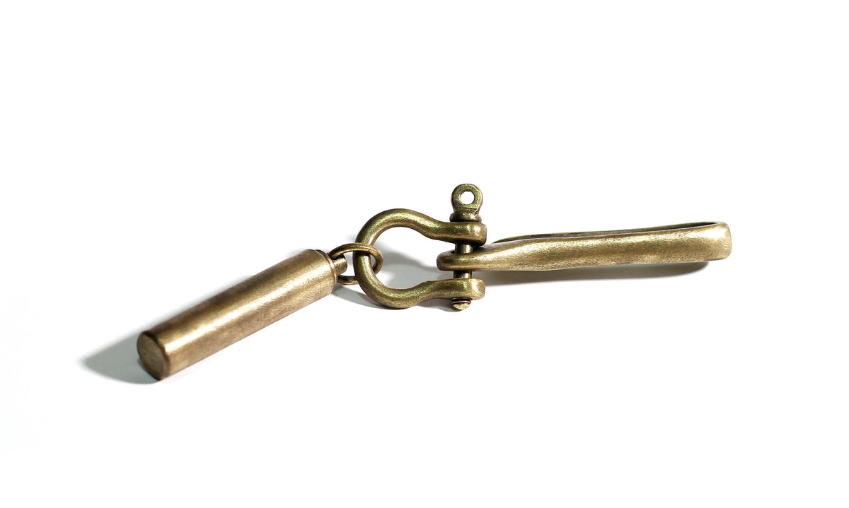 Distressed Brass Belt Hook Keychain with Stash Capsule
