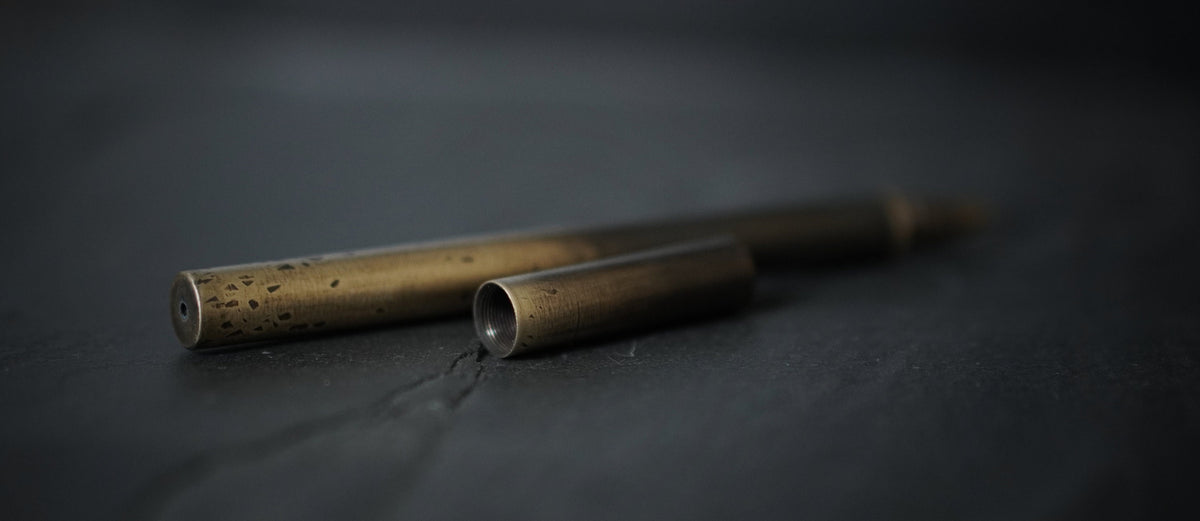 Handmade Two-Tone Solid Brass Pen: Distressed, Oxidized Finish