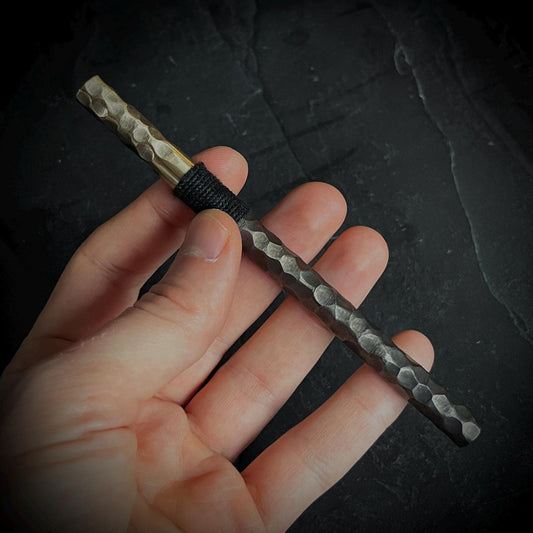 Handmade Rustic 2-Tone Distressed Hammered Brass & Bronze Ballpoint Pen with Grip - EDC