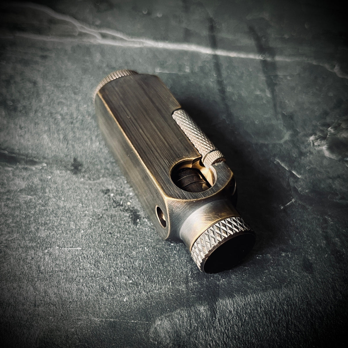 Blackened & Distressed Vintage Style Solid Matte Brushed Brass Heavy Metal Trench Art War Lighter / EDC / Everyday Carry / Survival Gear