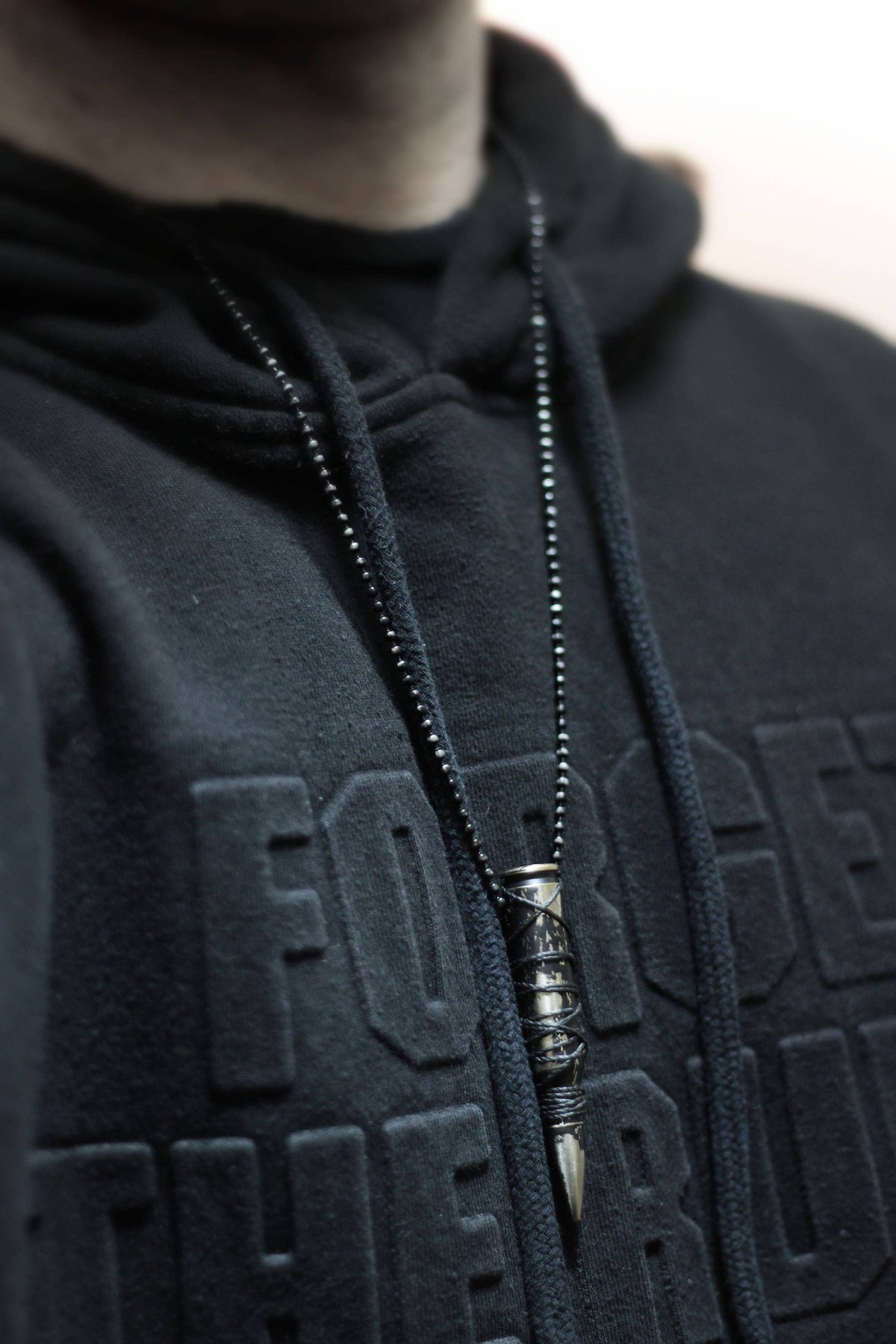 Heavily Distressed Deactivated Matte Black & Silver Cord Wrapped Rifle Bullet Pendant with Matching Necklace / Rustic / Unique / Accessories