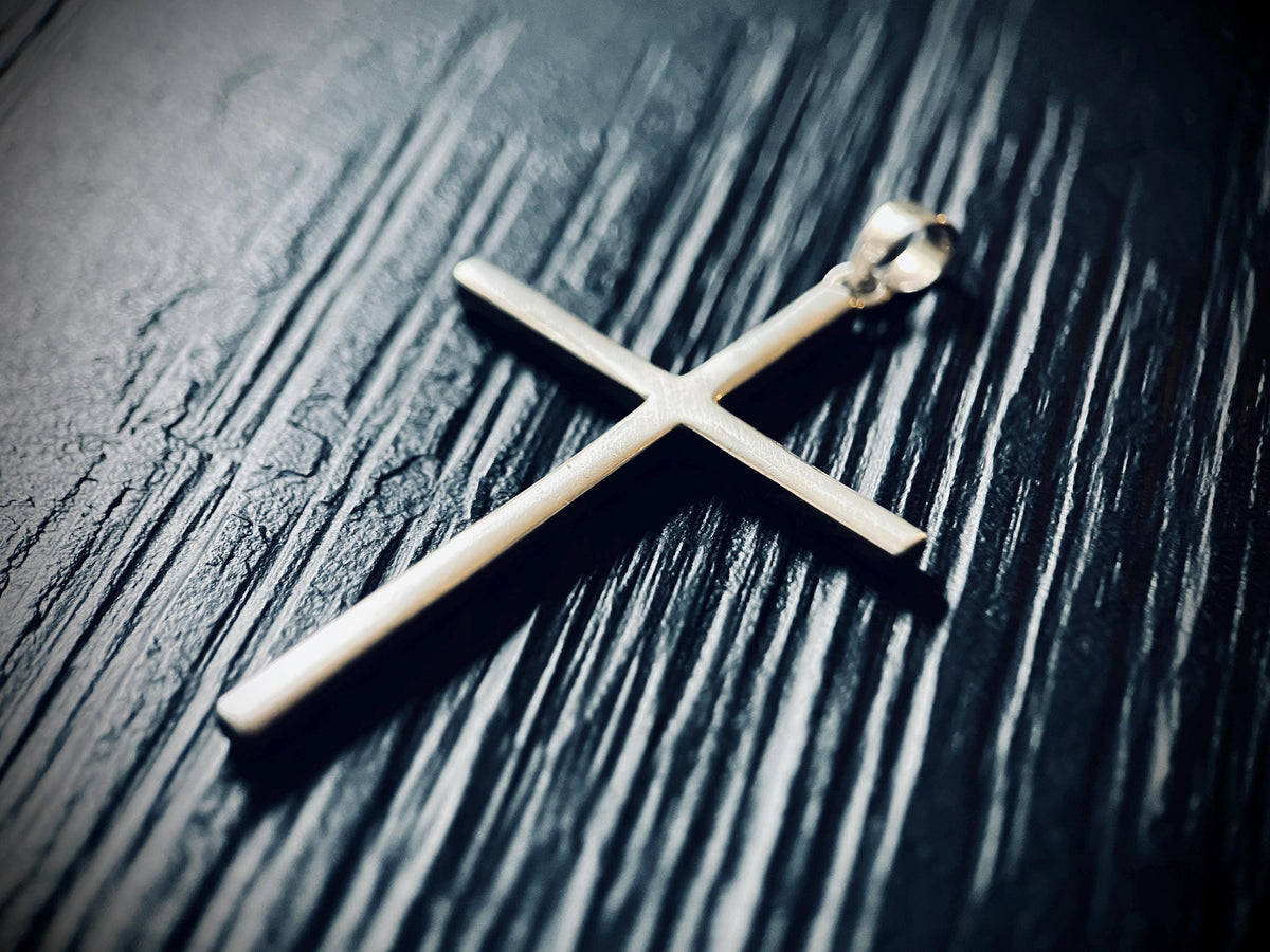 Large Handmade 925 Solid Sterling Silver Simple Minimalist Plain Cross Crucifix Pendant