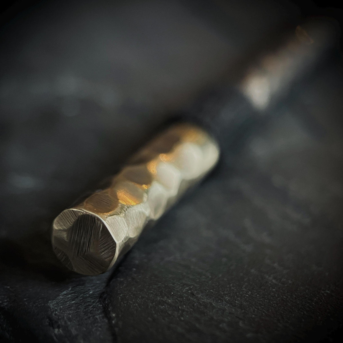 Handmade Rustic 2-Tone Distressed Hammered Brass & Bronze Ballpoint Pen with Grip - EDC