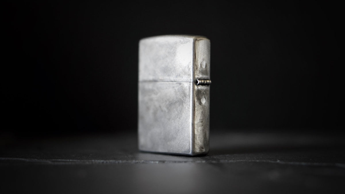 Customised Brushed Rustic Chrome Zippo Lighter: Distressed Oxidized Vintage Style Finish
