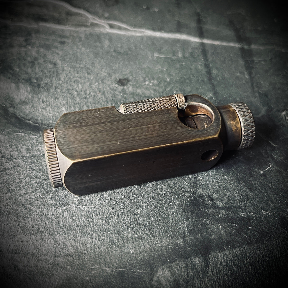 Blackened & Distressed Vintage Style Solid Matte Brushed Brass Heavy Metal Trench Art War Lighter / EDC / Everyday Carry / Survival Gear