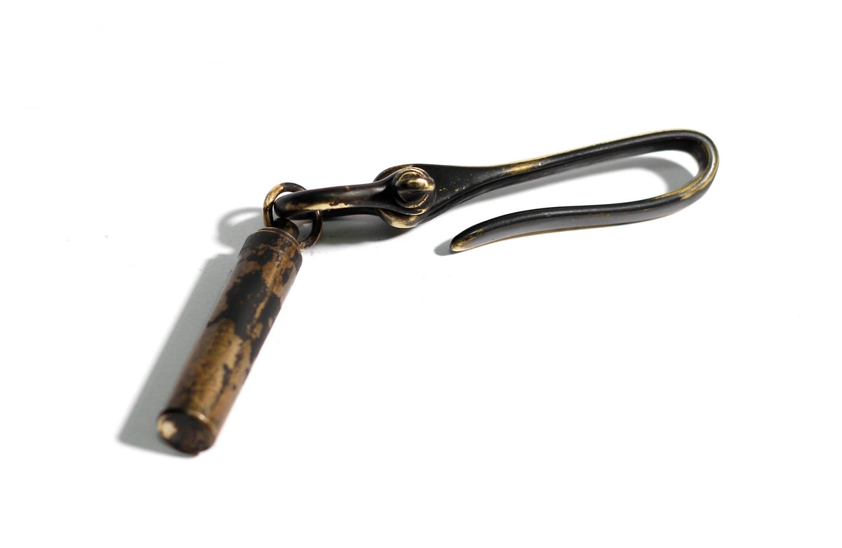 Distressed Blackened Solid Brass Belt Fish Hook Stash Capsule Pendant Accessory / Keychain / EDC / Key Ring / Mens Accessories