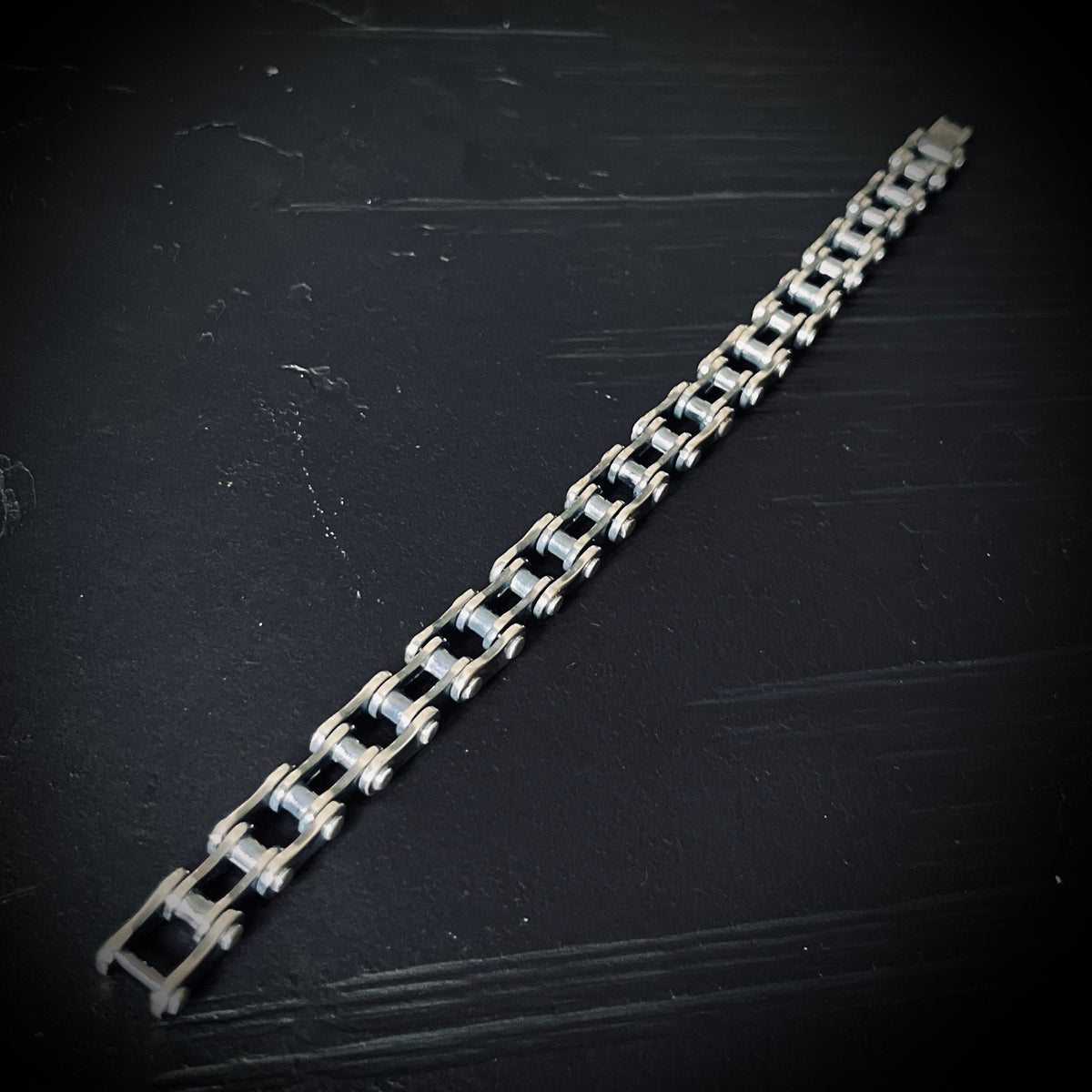 Handmade Oxidized & Distressed 925 Sterling Silver Bike Chain Bracelet – Unisex Jewelry