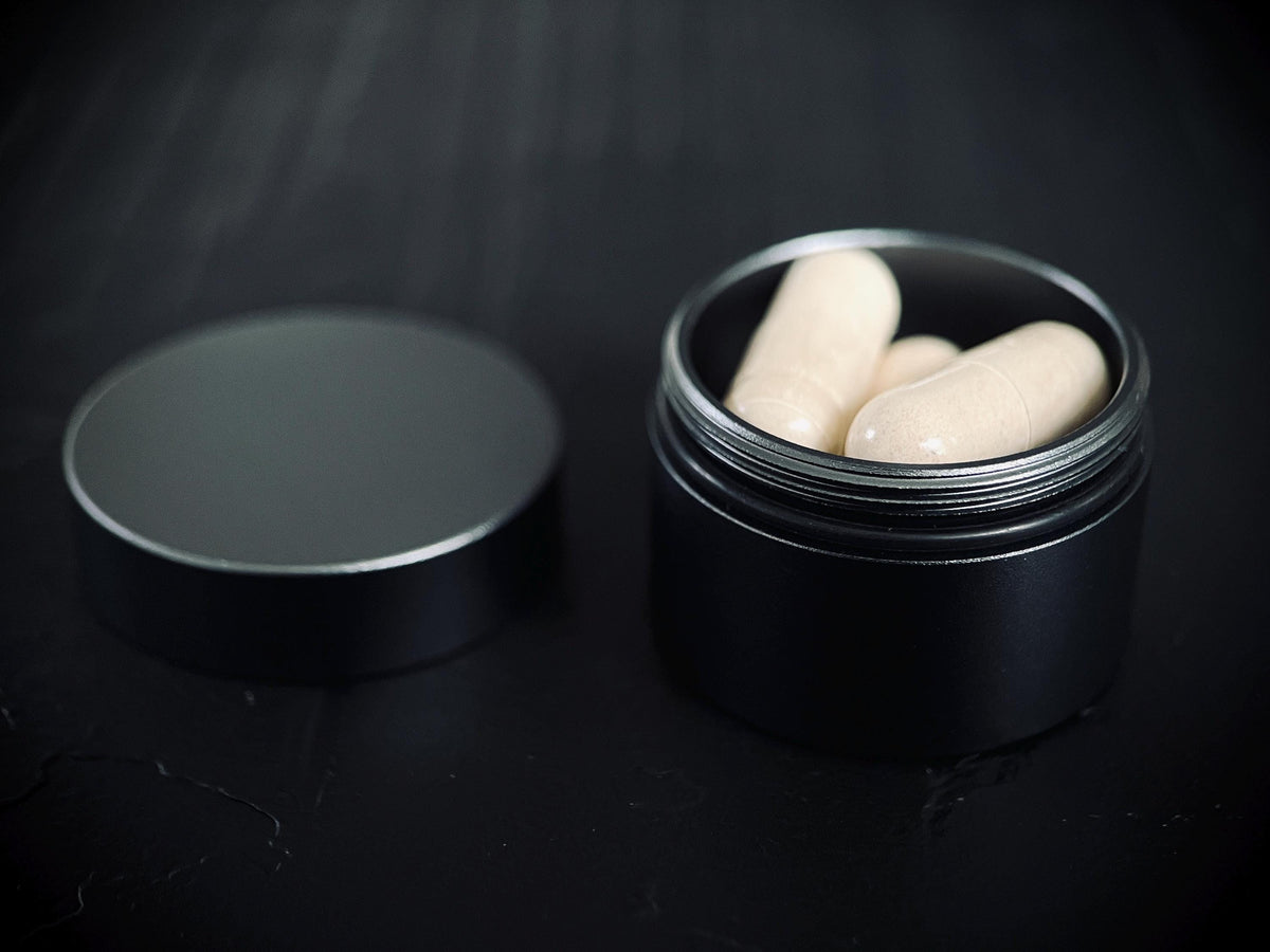 Gunmetal Aluminum Pill Capsule: Waterproof Pocket Stash Box
